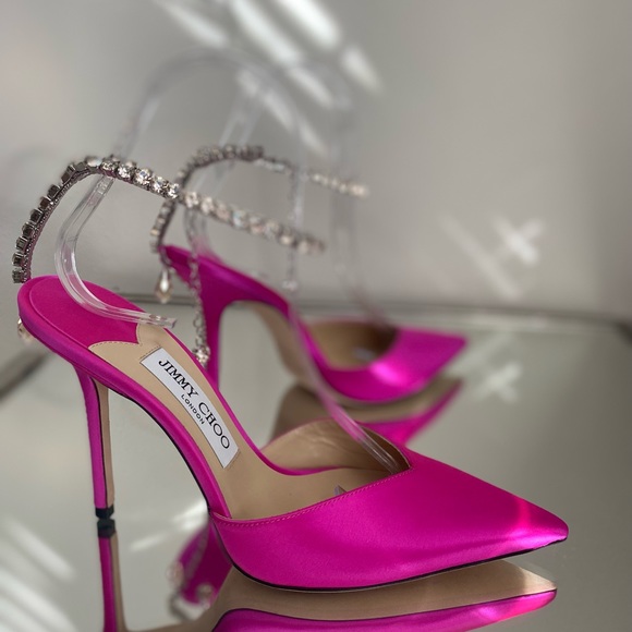 New JIMMY CHOO Saeda 100 crystal-embellished satin pumps 38 $1,125 - Picture 17 of 17